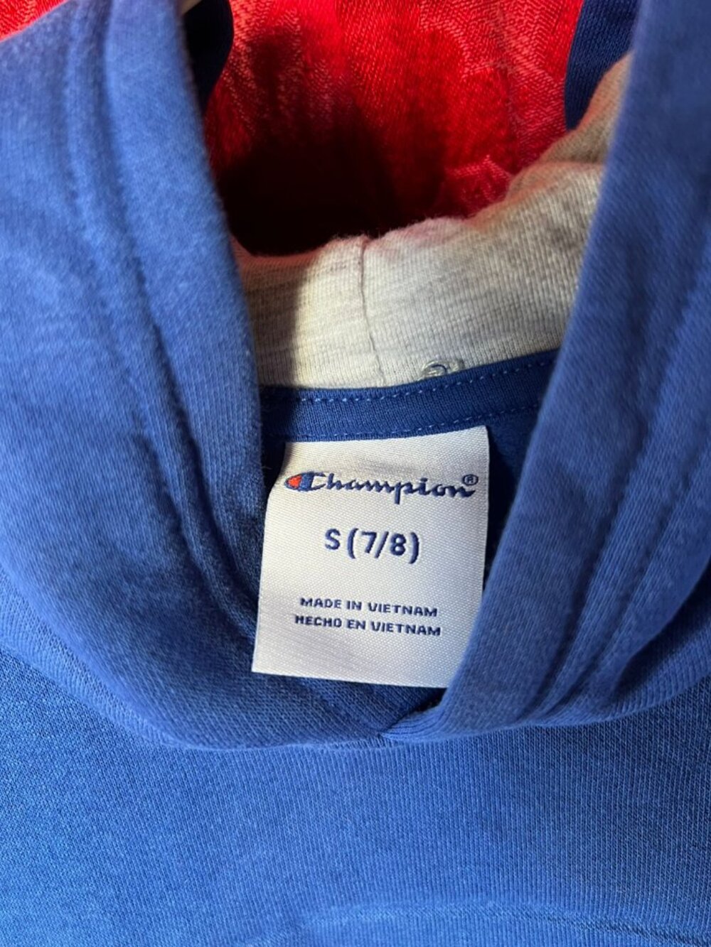Champion Boys Embossed Big Logo Blue Pullover Hoodie S (7/8) - Picture 3 of 3